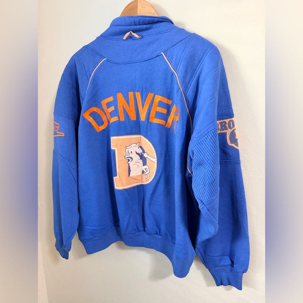 Vintage 90s Nike Denver Broncos 1/4 Zip Pullover Sweatshirt - Size Large - Picture 10 of 11